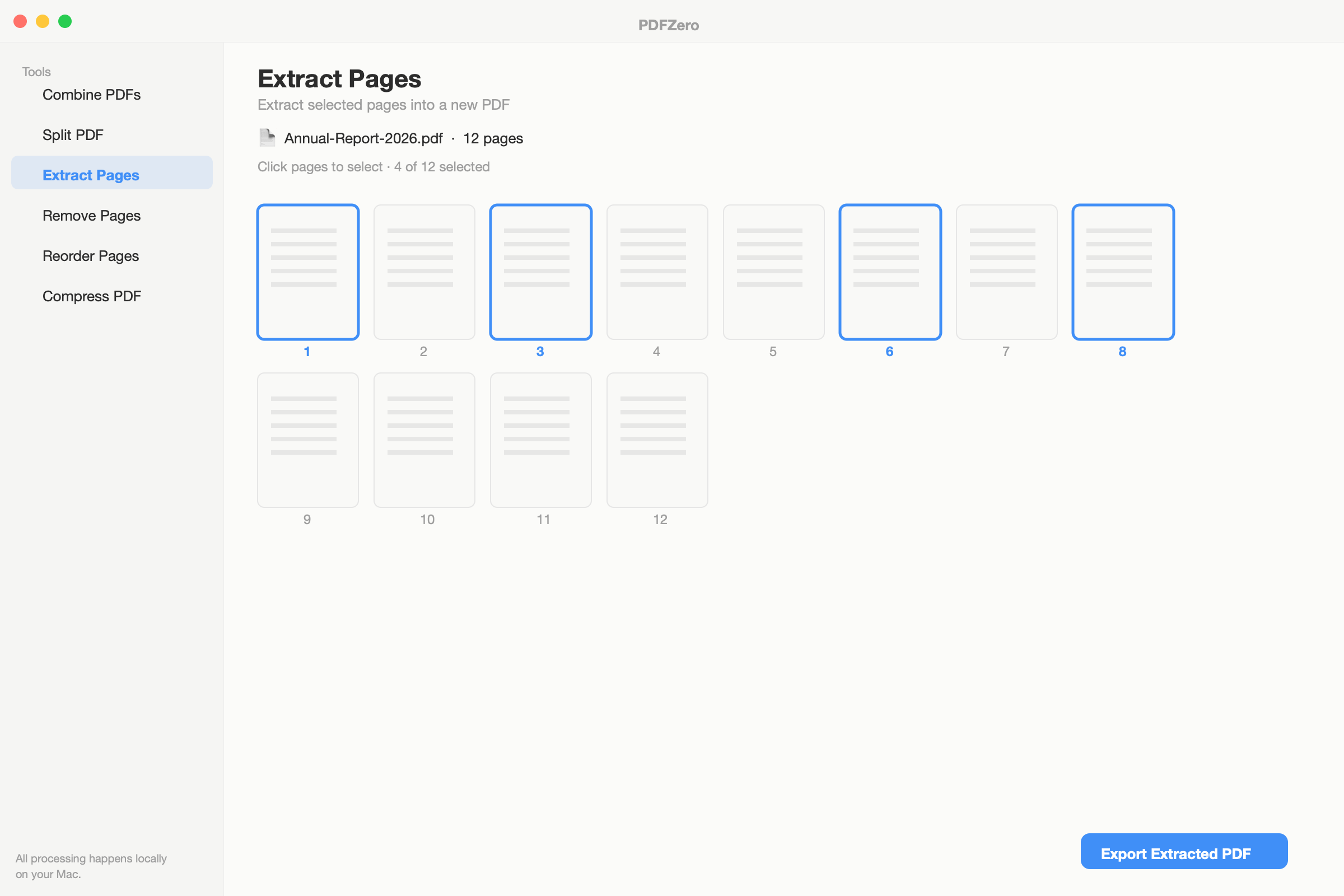 Extract pages with visual click-to-select