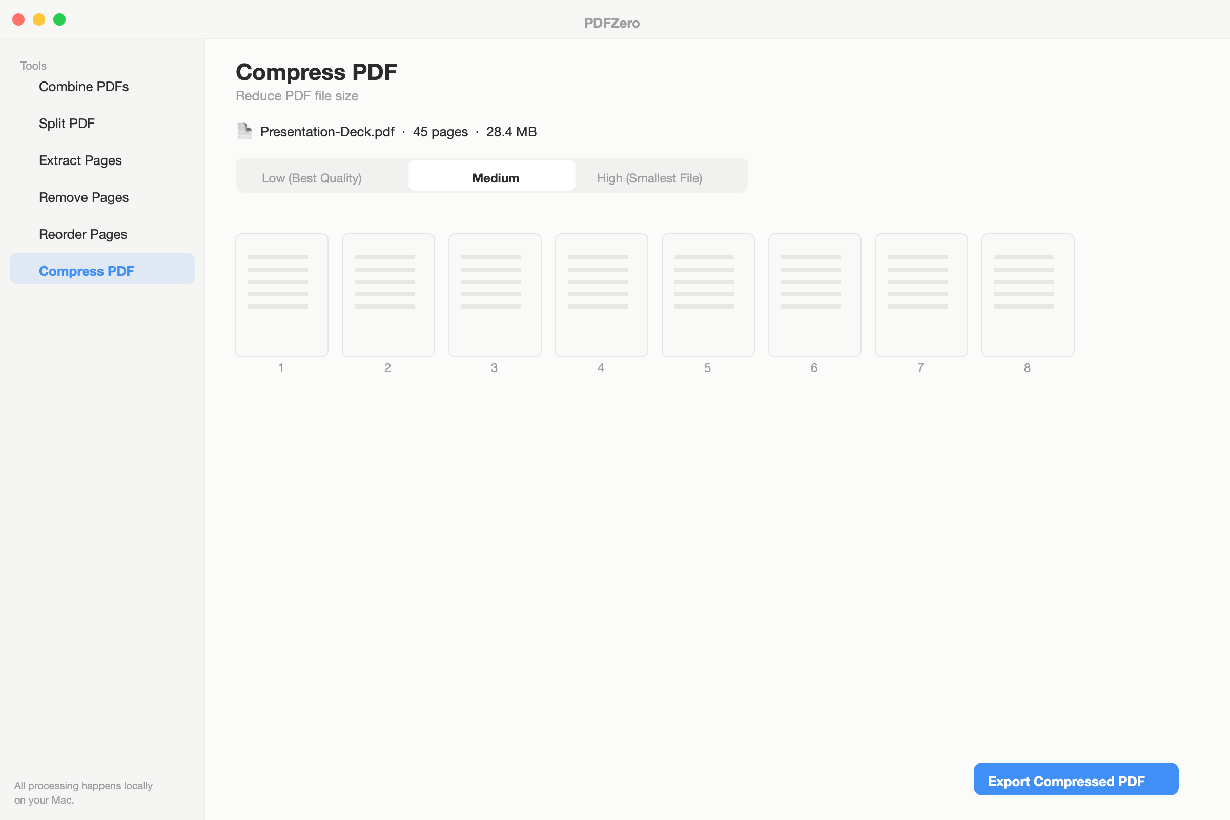 Compress PDF with three compression levels