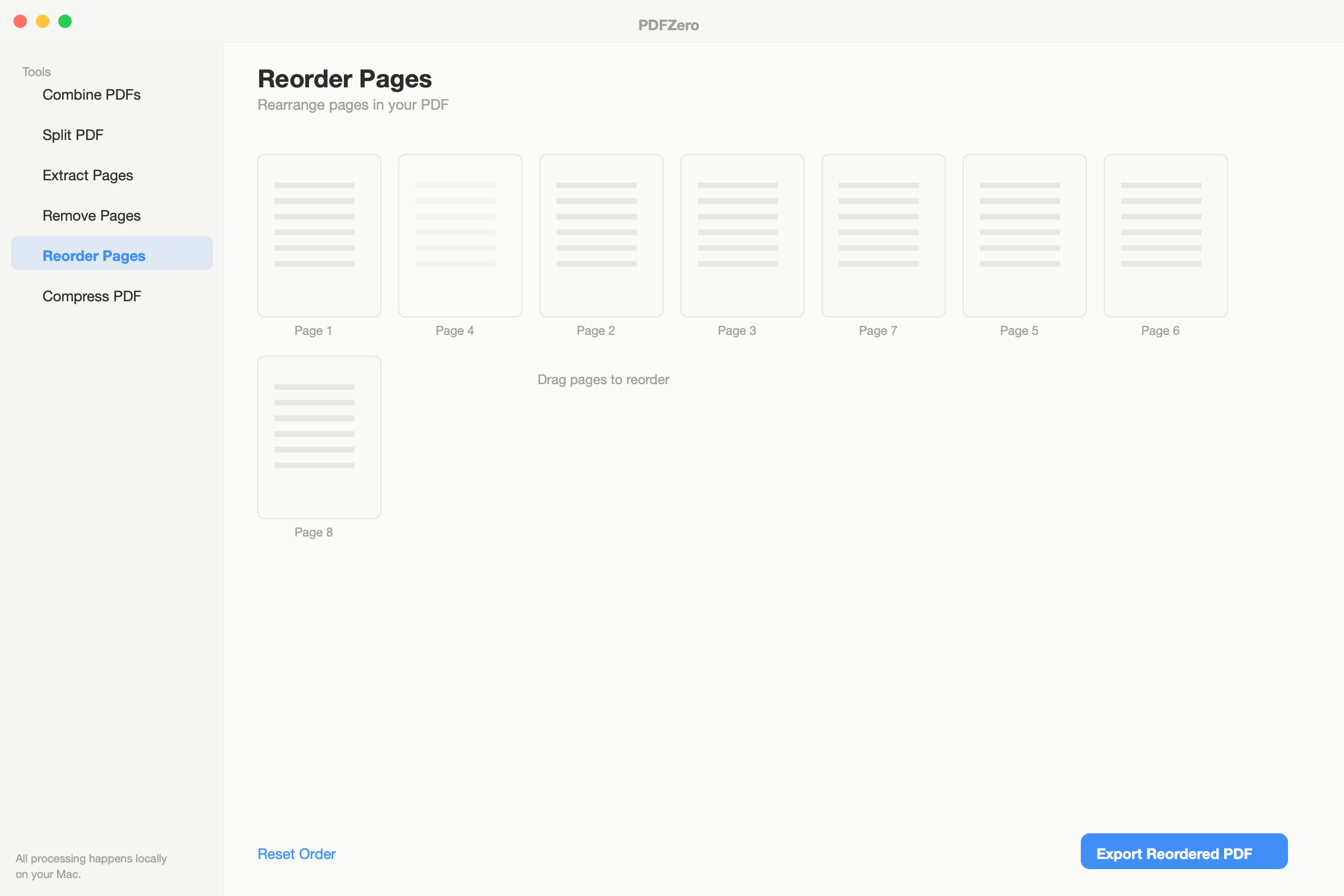Reorder pages with drag-and-drop thumbnails