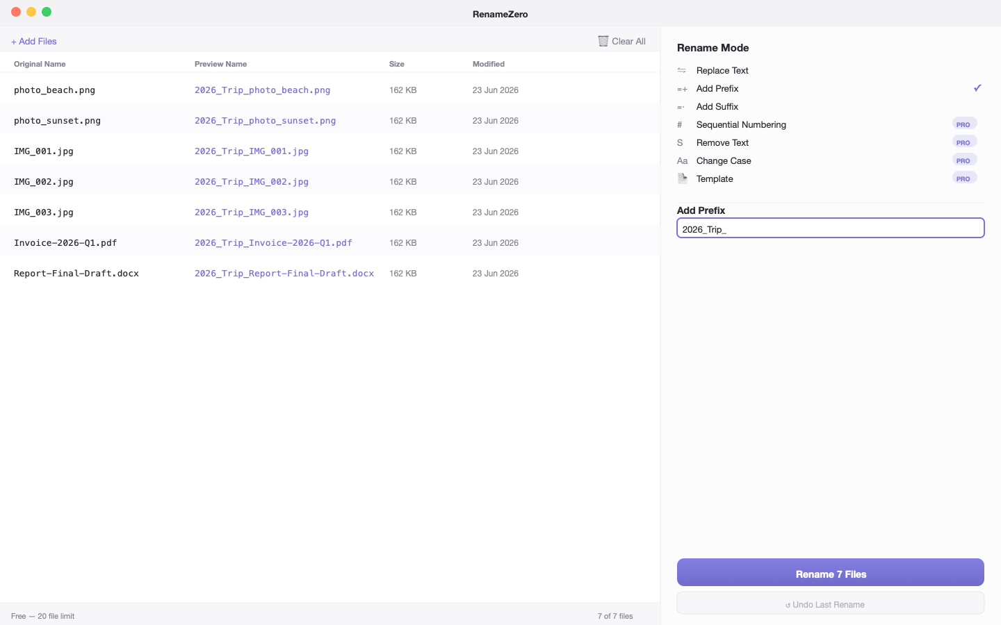 Add prefix to batch rename files